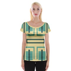 Abstract Pattern Geometric Backgrounds   Cap Sleeve Top by Eskimos