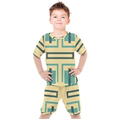 Abstract Pattern Geometric Backgrounds   Kids  Tee And Shorts Set by Eskimos
