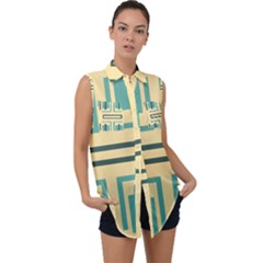 Abstract pattern geometric backgrounds   Sleeveless Chiffon Button Shirt