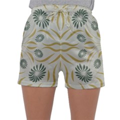 Floral Folk Damask Pattern Fantasy Flowers  Sleepwear Shorts by Eskimos