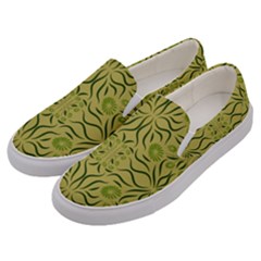 Floral Folk Damask Pattern Fantasy Flowers  Men s Canvas Slip Ons by Eskimos