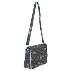 Folk Flowers Print Floral Pattern Ethnic Art Shoulder Bag With Back Zipper by Eskimos