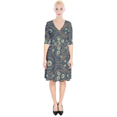 Folk Flowers Print Floral Pattern Ethnic Art Wrap Up Cocktail Dress