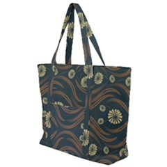 Folk Flowers Print Floral Pattern Ethnic Art Zip Up Canvas Bag