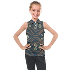 Folk Flowers Print Floral Pattern Ethnic Art Kids  Sleeveless Polo Tee