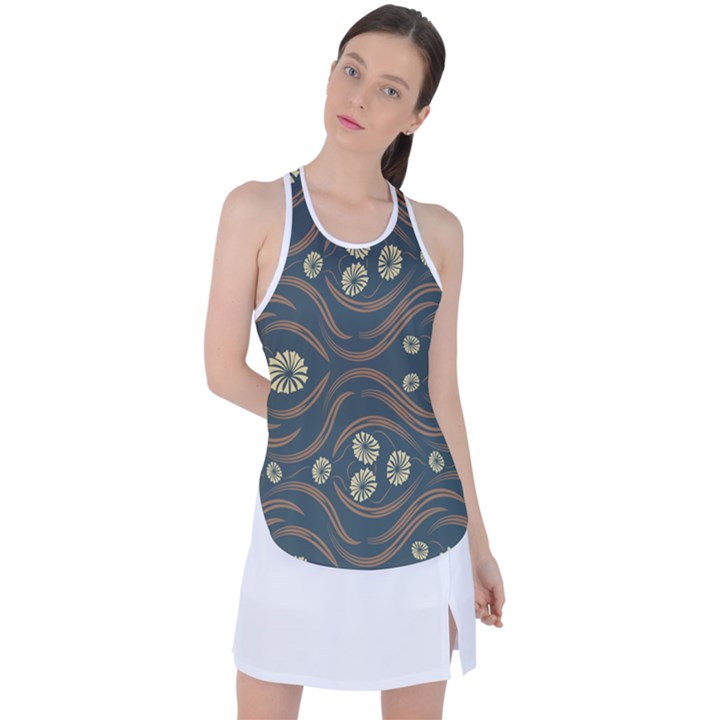 Folk flowers print Floral pattern Ethnic art Racer Back Mesh Tank Top