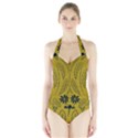 Folk flowers print Floral pattern Ethnic art Halter Swimsuit View1