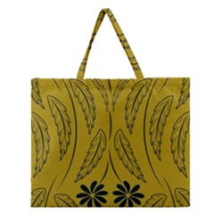 Folk Flowers Print Floral Pattern Ethnic Art Zipper Large Tote Bag by Eskimos