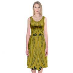 Folk Flowers Print Floral Pattern Ethnic Art Midi Sleeveless Dress by Eskimos