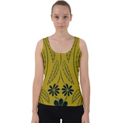 Folk Flowers Print Floral Pattern Ethnic Art Velvet Tank Top