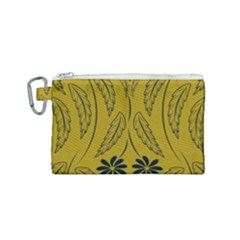 Folk Flowers Print Floral Pattern Ethnic Art Canvas Cosmetic Bag (small)