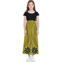 Folk Flowers Print Floral Pattern Ethnic Art Kids  Flared Maxi Skirt by Eskimos