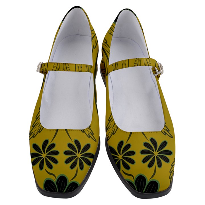 Folk flowers print Floral pattern Ethnic art Women s Mary Jane Shoes