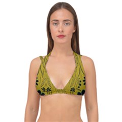 Folk Flowers Print Floral Pattern Ethnic Art Double Strap Halter Bikini Top