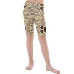 Folk Flowers Print Floral Pattern Ethnic Art Kids  Mid Length Swim Shorts by Eskimos