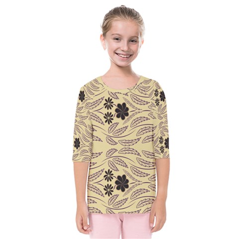 Folk Flowers Print Floral Pattern Ethnic Art Kids  Quarter Sleeve Raglan Tee by Eskimos