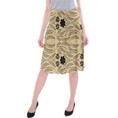 Folk Flowers Print Floral Pattern Ethnic Art Midi Beach Skirt