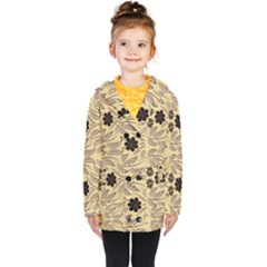 Folk Flowers Print Floral Pattern Ethnic Art Kids  Double Breasted Button Coat