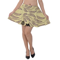 Folk Flowers Print Floral Pattern Ethnic Art Velvet Skater Skirt