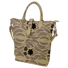 Folk Flowers Print Floral Pattern Ethnic Art Buckle Top Tote Bag