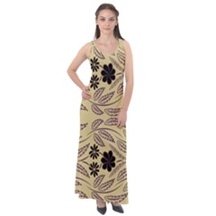 Folk Flowers Print Floral Pattern Ethnic Art Sleeveless Velour Maxi Dress