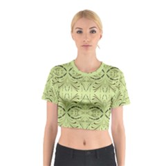 Floral Folk Damask Pattern Fantasy Flowers  Cotton Crop Top by Eskimos