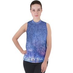 Gouttes D eau Galaxy Mock Neck Chiffon Sleeveless Top