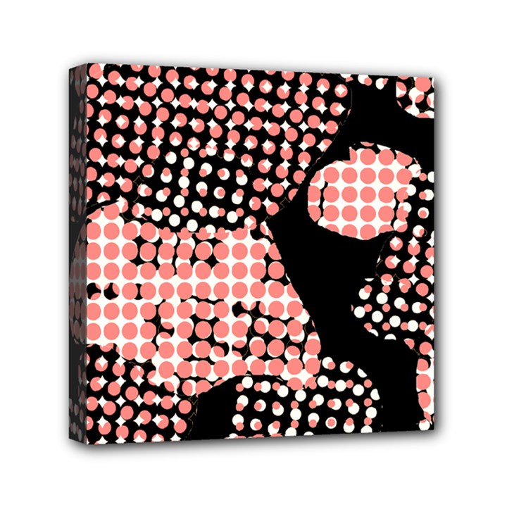 Abstrait Effet Formes Noir/Rose Mini Canvas 6  x 6  (Stretched)