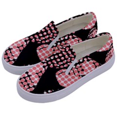 Abstrait Effet Formes Noir/rose Kids  Canvas Slip Ons