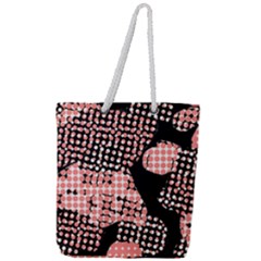 Abstrait Effet Formes Noir/rose Full Print Rope Handle Tote (large) by kcreatif