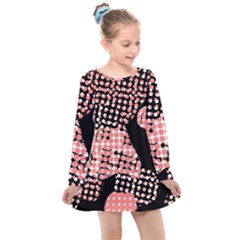 Abstrait Effet Formes Noir/rose Kids  Long Sleeve Dress