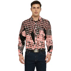 Abstrait Effet Formes Noir/rose Men s Long Sleeve Pocket Shirt  by kcreatif