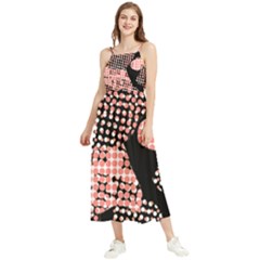 Abstrait Effet Formes Noir/rose Boho Sleeveless Summer Dress