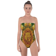 Tropical Spring Rose Flowers In A Good Mood Decorative Tie Back One Piece Swimsuit