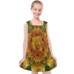 Tropical Spring Rose Flowers In A Good Mood Decorative Kids  Cross Back Dress by pepitasart