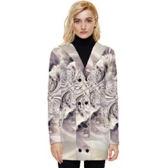 Fractal Feathers Button Up Hooded Coat  by MRNStudios
