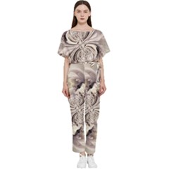 Fractal Feathers Batwing Lightweight Chiffon Jumpsuit by MRNStudios