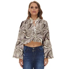 Fractal Feathers Boho Long Bell Sleeve Top