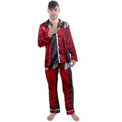 Roses Rouge Fleurs Men s Long Sleeve Satin Pajamas Set by kcreatif