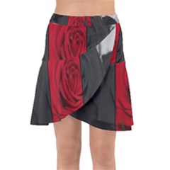 Roses Rouge Fleurs Wrap Front Skirt by kcreatif