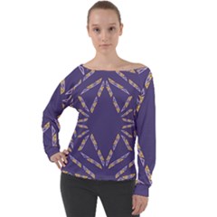 Abstract Pattern Geometric Backgrounds   Off Shoulder Long Sleeve Velour Top by Eskimos