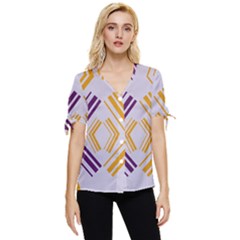 Abstract Geometric Design    Bow Sleeve Button Up Top by Eskimos