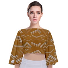 Abstract Geometric Design    Tie Back Butterfly Sleeve Chiffon Top by Eskimos