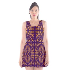 Folk Flowers Print Floral Pattern Ethnic Art Scoop Neck Skater Dress