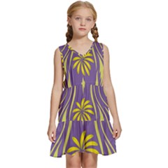 Folk Flowers Print Floral Pattern Ethnic Art Kids  Sleeveless Tiered Mini Dress by Eskimos