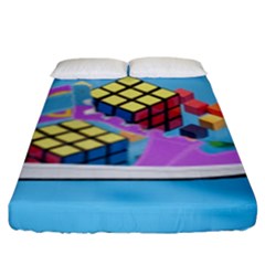 Floating-cubes-on-blue Backgrounderaser 20220422 203144521 Backgrounderaser 20220422 203216276 Fitted Sheet (King Size)