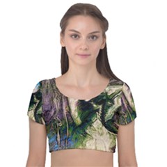 My Mucha Moment Velvet Short Sleeve Crop Top  by MRNStudios