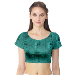 Vintage Rose Buds  Blooming In Color Decorative Short Sleeve Crop Top by pepitasart