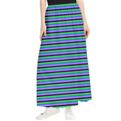 Horizontals (green, Blue And Violet) Maxi Chiffon Skirt