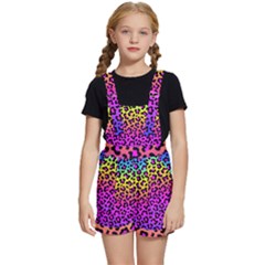 Neon Rainbow Leopard Print Kids  Short Overalls by Swoon